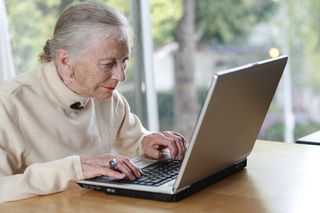 Old lady on computer